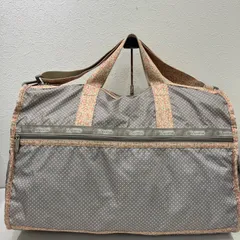7628　LeSportsac　レスポートサック　 ボストンバッグ　2way　旅行バッグ　 大容量　ラージウィークエンダー　 ドット　水玉　花柄　グレー×ピンク系　 ナイロン　軽量　レディース