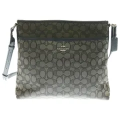 COACH (コーチ) シグネチャー ショルダーバッグ サコッシュ ブラック×ダークブラウン レザー×キャンバス シルバー金具