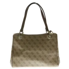 GUESS (ゲス) 2WAYバッグ トートバッグ ハンドバッグ ショルダーバッグ ブラウン レザー×PVC ゴールド金具