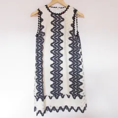 美品 Kate Spade ケイトスペード レース ノースリーブ ドレス ワンピース 4 ホワイト ネイビー レディース 古着 中古 USED