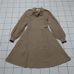 ◇ ⊇ リリーブラウン Lily Brown LWNO206002 リボンタイニットワンピース ベージュ系 レディースF E 【1511110045199】