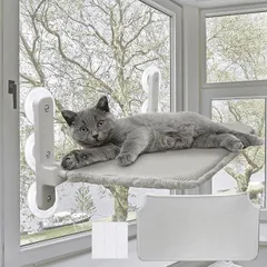 fabuon life 2025年新モデル 猫 窓用 ハンモック 専用両面テープ9個付 強力 吸盤 大型 カバー2枚入り ファスナー式 組立簡単 洗濯可能 折畳み 日光浴 (吸盤6個 リバーシブルカバー2枚セット,  大（30cmx52cm）)