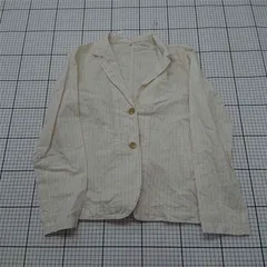 ◇ Θ 無印良品 MUJI ヘンプコットン混ストライプジャケット Sサイズ ベージュ系 レディース E  【1511110049111】