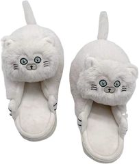 IMPACT 온라인 슬리퍼 고양이 웃긴 룸 슈즈 모코모코 있었는지 고양이 상품 (화이트, Free Size)