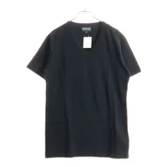 EMPORIO ARMANI (エンポリオアルマーニ) バックラメプリント Vネック半袖Tシャツカットソー ブラック