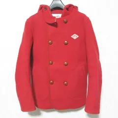 良品 DANTON ダントン ウールモッサ ダブルボタン フード付きジャケット メルトン ショートコート JD-8245 WOM 36 レッド レディース 古着 中古 USED