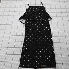 ◇ ⊂ ワンピース ジーユー GU ドット柄キャミソールワンピース ブラック系 Mサイズ レディース E  【1511120015588】