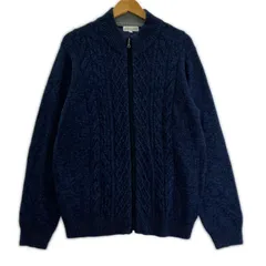 SIMPLE LIFE シンプルライフ ジップアップ ケーブルニットカーディガン sizeL/ネイビー