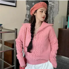 ニットセーター レディース ニットアウター 無地 タートルネック 長袖 ケーブル編み トップス カジュアル あったか きれいめ おしゃれ