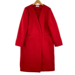 PLST プラステ ノーカラー ロングコート sizeL/レッド