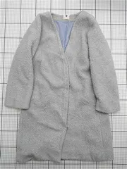 ◇ ⊇ ブージュルード Bou Jeloud ボアノーカラーコート グレー系 38 レディース E  【1511250009457】