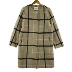 Roo-Room by Fleur チェック ノーカラーコート sizeF/ベージュ