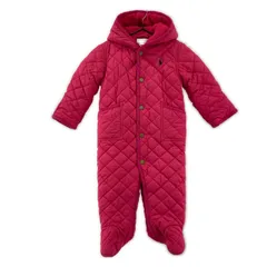 POLO RALPH LAUREN ポロ・ラルフローレン 裏フリース キルティング ロンパースツナギ size9M/マゼンタピンク