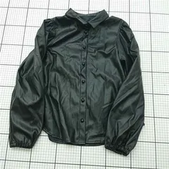 ◇ Θ リシェグラモウ Riche glamour 合成皮革シャツジャケット ブラック系 M レディース E  【1511250010705】