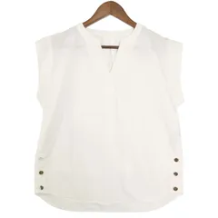 nano universe ナノユニバース 春夏 サイドボタン★ スキッパー ノースリーブ ブラウス プルオーバー Sz.F レディース 白