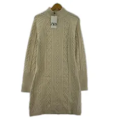美品 ZARA ザラ タグ付き ケーブルニットワンピース sizeEUR XL/アイボリー