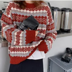 ニットセーター レディース ニットアウター オルテガ柄 タートルネック 長袖 トップス カジュアル ゆったり 暖かい きれいめ おしゃれ