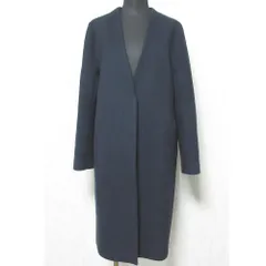 美品 green label relaxing グリーンレーベルリラクシング ユナイテッドアローズ CS W/N ノーラペルコート 3525-199-0826 40 ネイビー レディース 古着 中古 USED