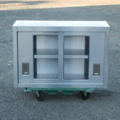 厨房機器 店舗用品 ステンレス製 2段収納ラック キャビネット扉付き