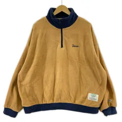 DISCUS ATHLETIC ディスカスアスレチック ハーフジップ フリース プルオーバーカットソー sizeL/ベージュ×ネイビー