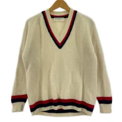 GINGERALE ジンジャーエール カシミヤ Vネックニット size01/アイボリー×ネイビー×レッド