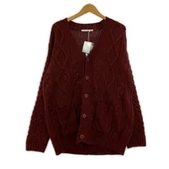 美品 KBF ケイ・ビイ・エフ タグ付き ケーブルニットカーディガン sizeOne/エンジ