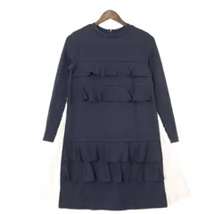 CHESTY チェスティ 通年 フリル★ 長袖 Aライン フレア ワンピース Sz.0 レディース 紺 ネイビー