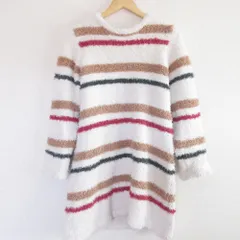 美品 24AW gelato pique ジェラートピケ ボーダー 長袖 ワンピース ルームウェア F アイボリー レディース 古着 中古 USED