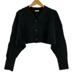 ITEMS URBAN RESEARCH アイテムズ アーバンリサーチitems ケーブル編み クロップド丈カーディガン sizeFree/ブラック