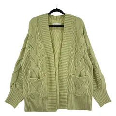 ROPE' PICNIC ロぺピクニック ケーブル編み ボタンレスカーディガン size38/ペールイエローグリーン系