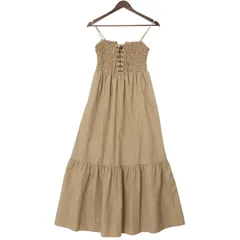 ZARA ザラ 通年 ストレッチ★ ワンピース キャミソール マキシ ノースリーブ シャーリング ティアード Sz.XS レディース