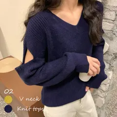 ニットセーター レディース Vネック 肌見せ ざっくりニット ゆったり トップス 体型カバー プルオーバ 秋冬