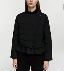 BURMULA ruffle padded jacket black