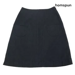 homspun ホームスパン 秋冬 ポケット付き♪ ウール ツイード スカート Sz.S　レディース グレー 日本製のサムネイル