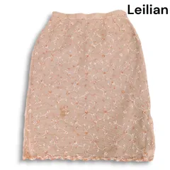 Leilian レリアン 通年★ フラワー 花柄 刺繍 タイト スカート Sz.9 レディース 日本製