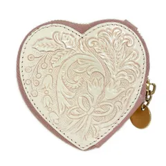 Carving Tribes(カービングトライブス) 小物入れ - アイボリー×ピンク 小物入れ/ハート レザー