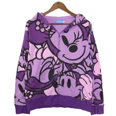Tokyo Disney RESORT 東京ディズニーリゾート 限定 裏起毛★ キャラクター総柄 ジップ フーディー パーカー Sz.M メンズ