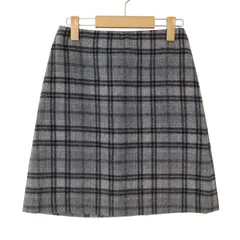 ROPE' ロペ 秋冬 ウール★ Aライン 台形 チェック スカート Sz.38 レディース グレー 日本製