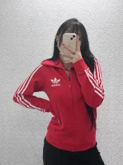 adidas Y2K ヨーロッパ スリムフィット レッド ジャージ ジップアップ 90 C07615