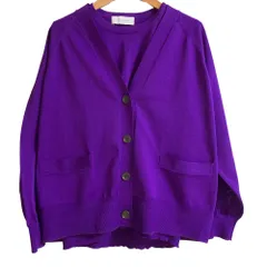 美品 ADAM ET ROPE アダムエロペ ポリ強撚 Ｖネックカーディガン ノースリーブニット アンサンブル 2点セット サイズF パープル レディース 古着 中古 USED