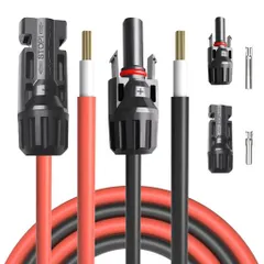 Cleqee10AWGソーラー延長ケーブル3m10AWG(6mm2)ソーラーコネクターソーラーパネルアダプタキットツール太陽光パネル並列接続用IP67防水片端加工2本セット