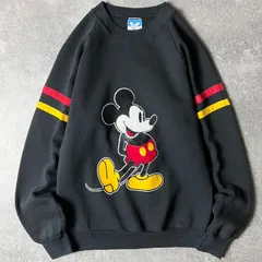 80s USA製 ディズニー オフィシャル ミッキー フロッキー プリント スウェット トレーナー S / 80年代 ビンテージ ブラック 黒 スエット ミッキーマウス