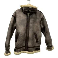 ALPHA INDUSTRIES(アルファ) ブルゾン サイズL メンズ - ダークブラウン×ベージュ 長袖/フェイクムートン/ボア/冬