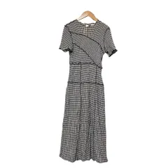 美品 SNIDEL スナイデル メローデザインワンピース ブラック サイズ0 ホワイト ブラック レディース 古着 中古 USED