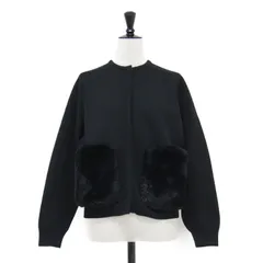 Ballsey ボールジー カーディガン ブラック 黒 サイズ:S(9号) | 23秋冬 ウール ポリエステル ミラノリブ ファーポケット カーディガン / ニット | ショート丈 長袖 クルーネック フェイクファー【レディース】【中古】