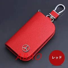 ★メルセデス・ベンツ BENZ★レッド★キーケース スマートキー レザーキーケース 車用 鍵 収納 ラウンドファス ナーキーホルダー 軽量 AB17