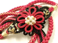 平和屋着物●和装小物　振袖用帯締め　装飾　飾り玉　パール　ビーズ　金糸　逸品　AABE4913ay