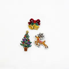 【LM / エルム】ブローチ クリスマス 3点セット  /  立体刺繍アクセサリー ベル トナカイ ツリー