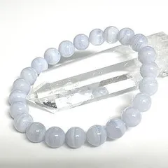 ブルーレースアゲートブレスレット【8mm／内径14～18cm】｜癒し・安らぎ｜天然石 パワーストーン