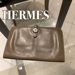HERMES エルメスドゴンGM/シルバー×ブラウン 財布 エトゥープ 小銭入